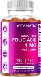 Vitamatic Folic Acid Gummies 1000 mcg (1 mg)  Vitamin B9 - 120 Vegan Gummies