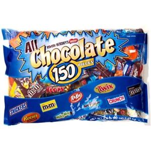 5+ LBS BIG CHOCOLATE Candy bag 150 bars Hershey's Nestle Reeses M&M's Kit Kat