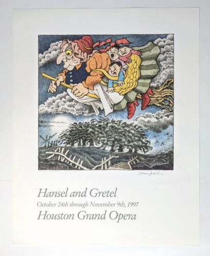 Poster MAURICE SENDAK **SIGNED** HANSEL & GRETEL at the HOUSTON GRAND OPERA 1997