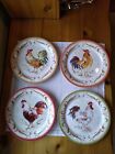 Set of 4 Pier 1 Rooster Chicken Luncheon Plates 8-7/8