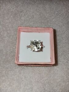 Size 6 Small Sterling Solitaire Ring Made With Crystal From Swarovski  (745)