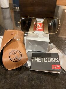 Ray Ban Square 1971 Classic Light Brown Gradient Square Unisex Sunglasses RB1971