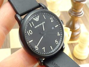 EMPORIO ARMANI Men's 40mm Black Dial Black Rubber Designer Wristwatch AR-11071
