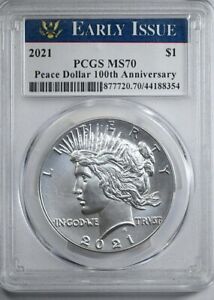 2021-P PEACE SILVER DOLLAR PCGS MS70 EARLY ISSUE EXCEEDINGLY RARE HARD TO FIND