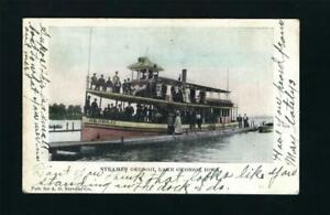 Lake Okoboji Iowa IA 1907 Steamer OKOBOJI at Dock, Passengers Top Side Main Deck