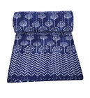 Indian Hand Block Print Handmade Kantha Quilt Bedspread Blanket Throw Cotton