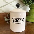 THL Classic Country SUGAR Canister Raised Black Lettering Black Metal Crown Knob