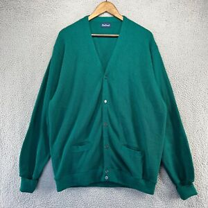 Vintage Par Four Cardigan Sweater Men's 2XL Green Button Acrylic USA Made 90s