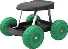 Garden Cart Scooter Stool with Seat 17.5x19 Midnight Rolling Wheels Lightweight