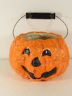 New ListingVintage Paper Mache Pumpkin Treat Bucket Pail Halloween 5.5