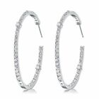 925 Sterling Silver Plated CZ Round Cut 30MM Hoop Earrings For Women