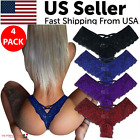 4 Pack Women Sexy Lace Underwear Lingerie Panties G-String Brief Thong Plus Size