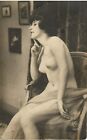 1910-30 Original Studio Photo Card ~ Nude Female Model, In Deep Thought 