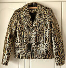 Phix Clothing Leopard Sequin Biker Jacket Gold Medium BNWT RRP £299