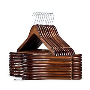 HOUSE DAY Wooden Hangers 20 Pack, Walnut Wood Hangers, Wooden Shirt Hangers with