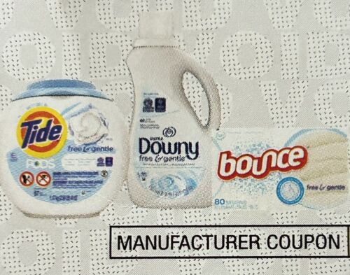 Tide detergent Bounce Downy Coupon $5