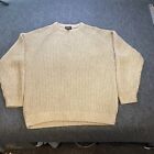 Woolrich Fisherman Sweater Mens XL Tan Chunky Knit Hemingway Ramie Vintage 90s