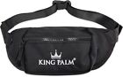 KingPalm | Canvas Crossbody Pouch | Durable Fanny Pack | Black | 14 x 5 Inch