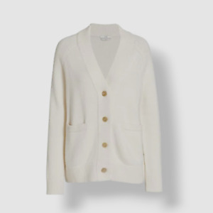 $825 CO Womens Ivory Oversized Cashmere Cardigan Sweater Size XL