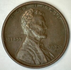 1926 S Lincoln Bronze Wheat Cent Coin 1c US Type Penny Extra Fine Circulated XF
