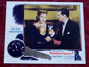 New ListingNOTORIOUS 1946 Alfred Hitchcock Cary Grant Ingrid Bergman R1954 ORIG LOBBY CARD