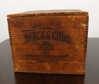 Antique Vintage Merck Manufacturing Chemists Packard Crate Box and Lid