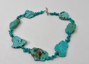 VINTAGE TURQUOISE NECKLACE CUT STONE 2.8OZ TOTAL WEIGHT BID NOW