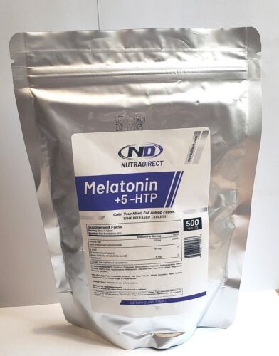 NutraDirect Melatonin 6mg + 5-HTP 50mg Time Release - 500 Tablets!  Exp: 11/25