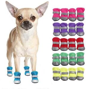 4pcs Waterproof Pet Dog Shoes Reflective Summer Mesh Dog Boots Booties Anti-slip