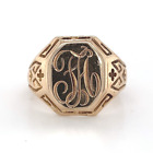 Vintage 10k Yellow Gold Men's Signet Ring Jewelry with Monogram (#J5949)