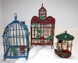 VINTAGE CHRISTMAS ORNAMENTS BIRD CAGES