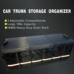 XXL Car Trunk Organizer, SUV Trunk Cargo Fold Up Bag Box 3-in-1  Large Caddy Bin