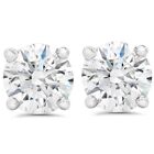 2 Carat TW Real Natural Round Diamond Solitaire Stud Earrings 14K White Gold