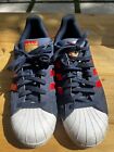 Adidas Superstar Shoes Sneakers Men’s Size 11.5 Blue w Red Stripe C77387 Used