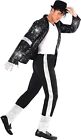 Men`s King of Pop Costume Adult 80s MJ Moonwalking Popstar Black Outfit M - 3XL