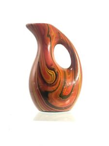 New ListingVintage Five-Color Glaze Vase Single Flower  W/ Handle Made In Japan