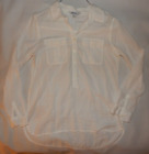 Old Navy White Long Sleeve Tunic Top V-Neck Button Cotton Women's SIze Medium