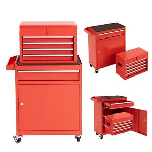 New Listing5-Drawer Rolling Tool Chest Steel Combination Set Red
