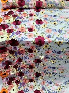 Lace Multicolor Embroidery 3d Floral Flowers Fabric By The Yard White Mesh Dress