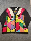 Vintage Storybook Knits Cardigan Sweater Angels Cathedral Stained Glass Sz 1X