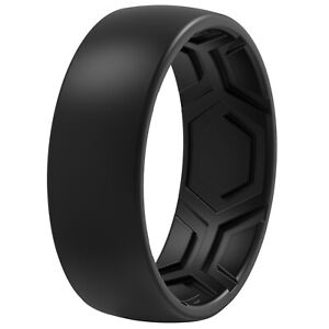 ThunderFit Silicone Ring for Men, Breathable Pattern Wedding Bands 8mm Wide