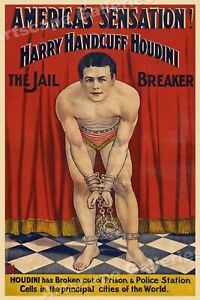 1900 early Houdini Jail Breaker Vintage Style Escape Artist Magic Poster - 16x24