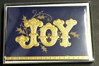 12 Cards Joy Gold Foil Embossed Lettering on Deep Blue Box of 12 Christmas Cards
