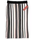 Love Scarlett Womens Pencil Skirt L Elastic Waist Stretch Striped Black BlushNEW