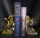 Vintage Man Stacking Books Brass Bookends. 