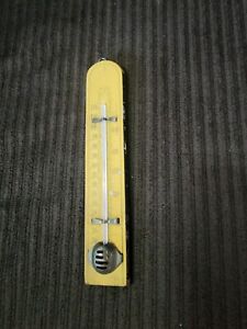 ANTIQUE MADE IN USA WOOD BRASS THERMOMETER