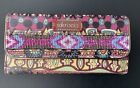 Sakroots Peace Multicolor Trifold Wallet Organizer Credit Card ID Slots Beaded