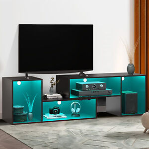 Double L Shaped TV Stand Entertainment Center W/ LED Lights For 65/70/75 inch TV