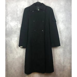 BCBG Maxazria Trench Coat Military Style Long Wool Blend Black Size 4