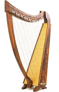 42 INCH TALL 32 Strings Harp Celtic Irish Hand Made Rosewood Natural Pedestal Ha